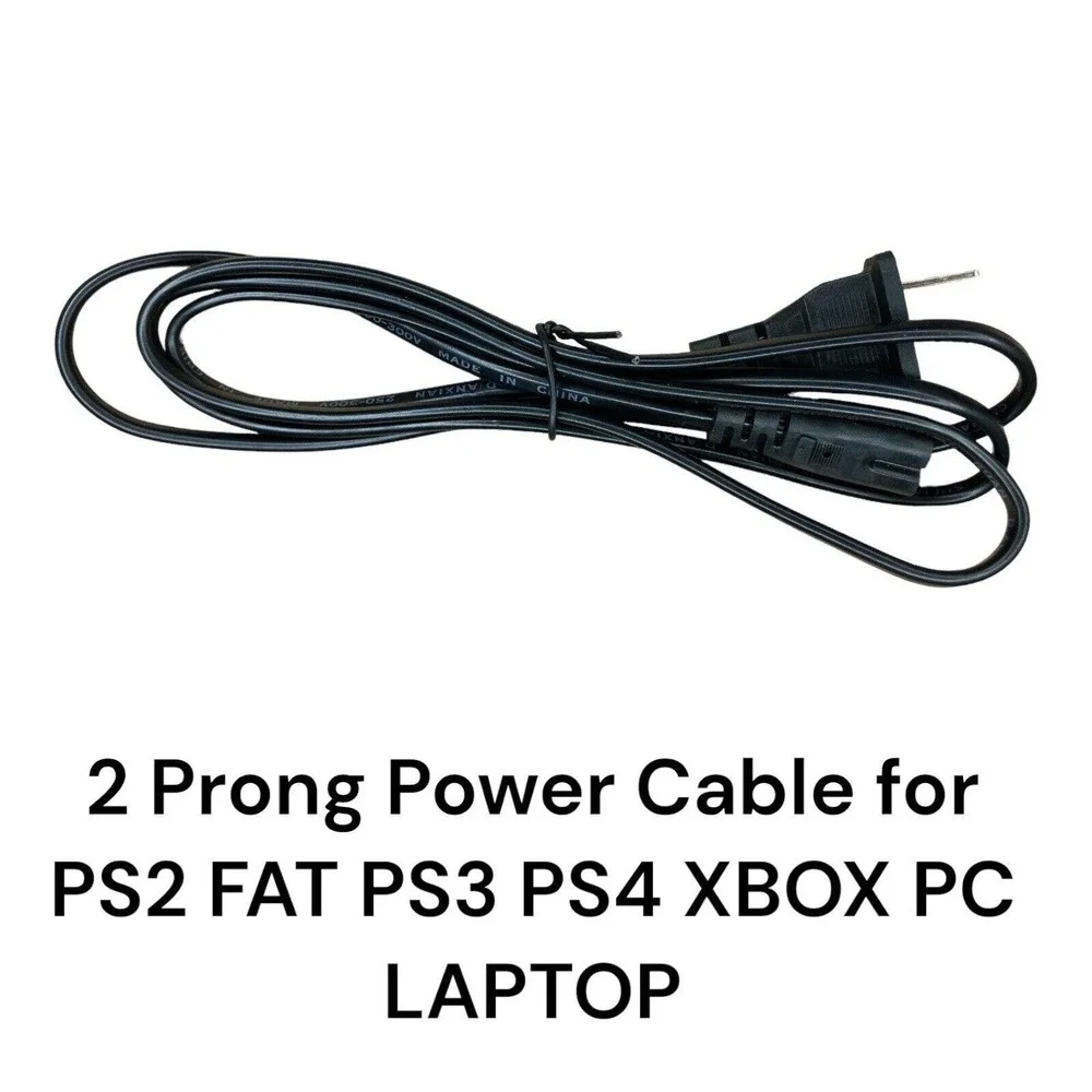 AC Power Cord Cable for PS4 & PS3 PS2 Slim Super Slim XBOX PC 2 Prong LAPTOP PSV